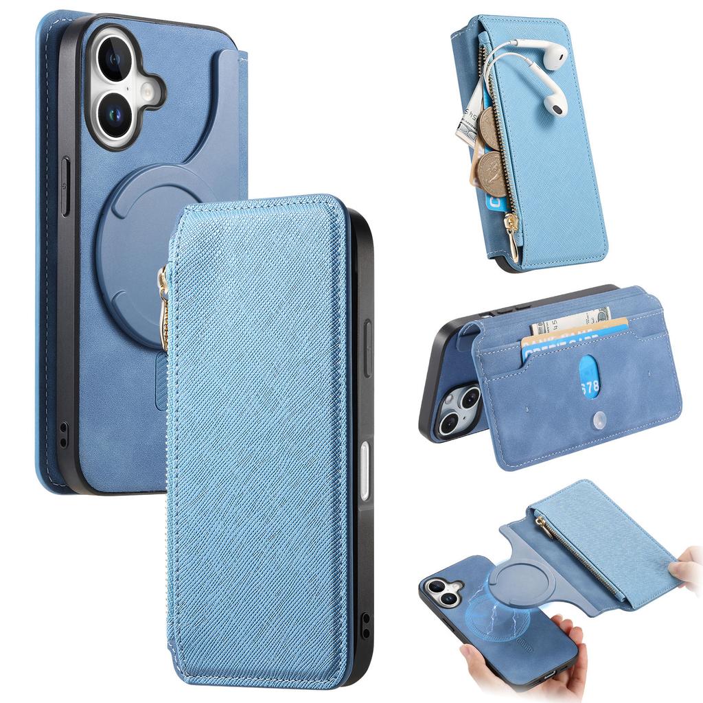 CASENEO For iPhone 16 Case Cross Texture Leather Detachable Magnetic Phone Cover
