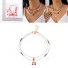 Romantic Heart Pearl Choker Necklace With Cherry And Strawberry Charms For Girls