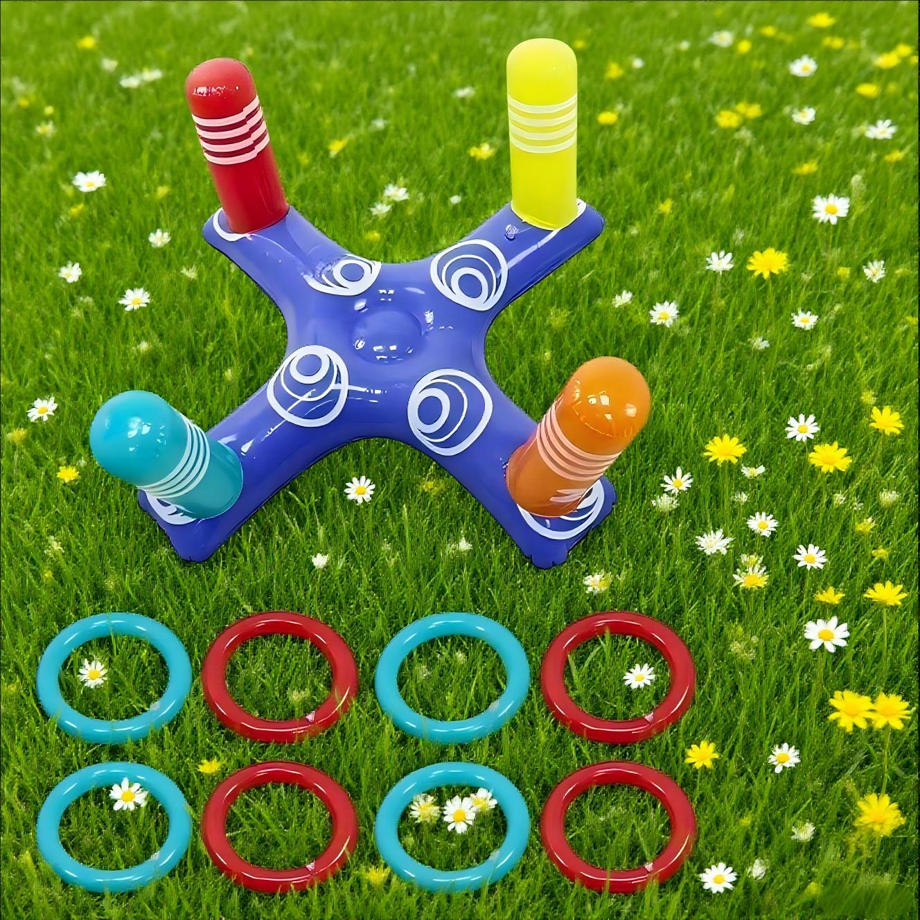 

надувная игра с метанием колец, игра с мешочками с фасолью, игровое поле, включая 8 колец и основание, рождественские подарки, подходит для двора