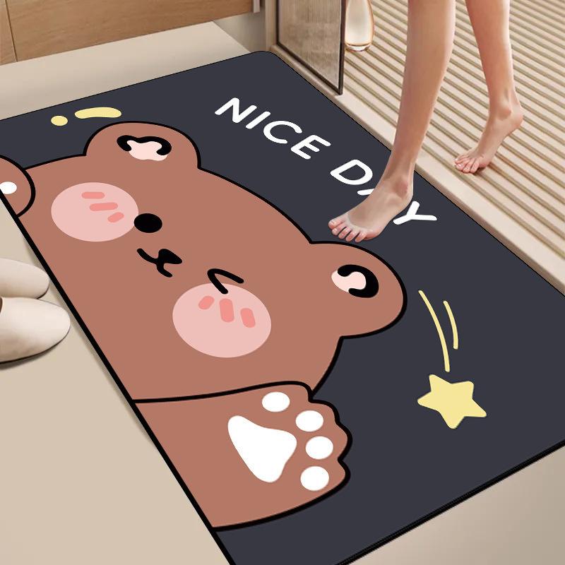 Diatom Mud Floor Mat Cartoon Bathroom Water-Absorbing Quick-Drying Floor Mat Household Bathroom Door Non-Slip And Dirt-Resistant Rubber Floor Mat