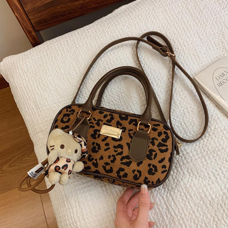 Geantă de bowling cu imprimeu leopard, Geantă pătrată mică portabilă de damă, Geantă de umăr versatilă de valoare ridicată