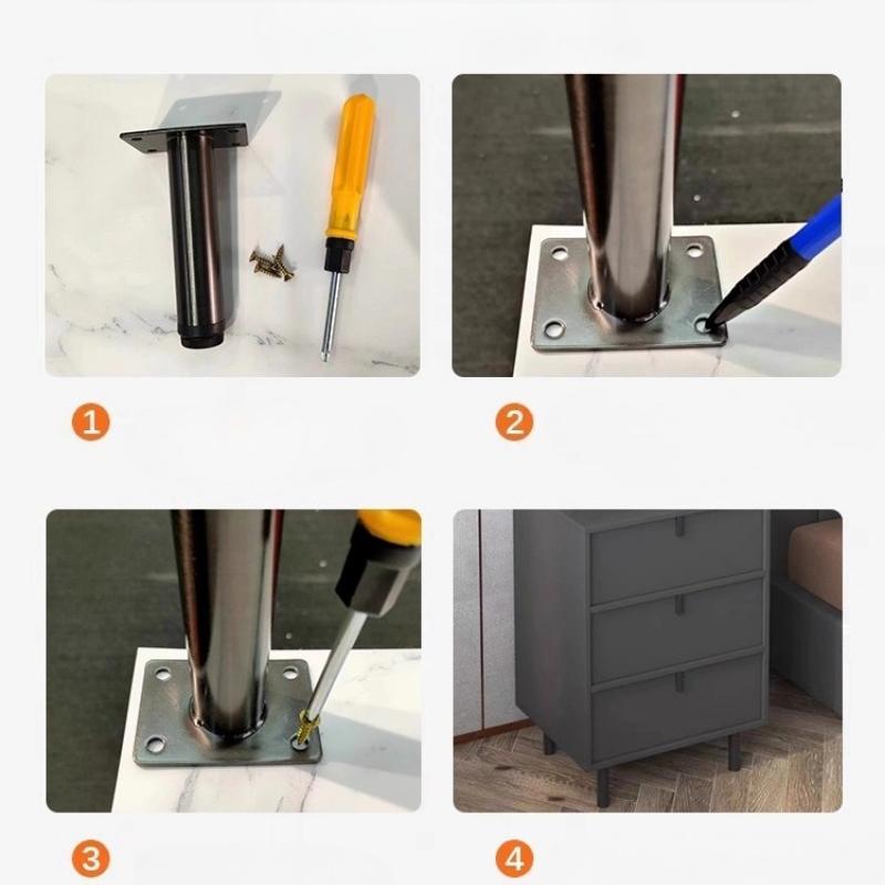 4PC Stainless Steel Reinforced Middle Legs, Sofa Legs, TV Cabinet Support Feet, Bathroom Cabinet Feet,metal Furniture Adjustable