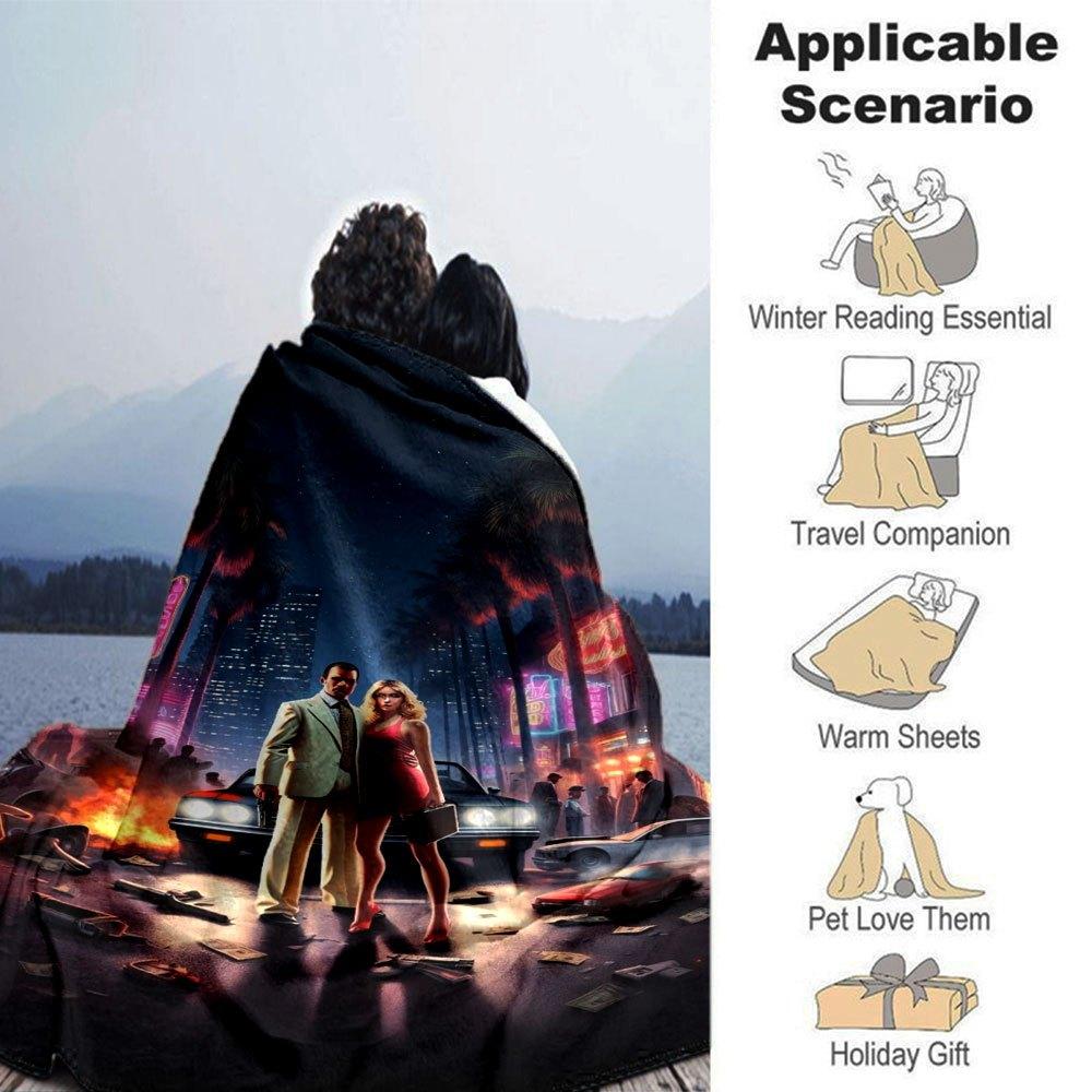 1pc Grand Theft Auto Soft Flannel Blanket with Designer Print A cozy blanket for all seasons, perfect for the couch, bed, office