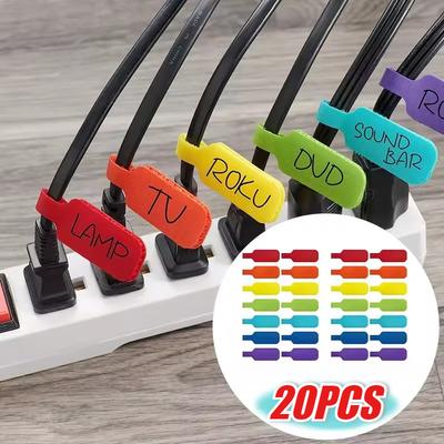 Self-adhesive Fastener Tape Cable Storage Label Magics Stickers Nylon Cable Label Hook Loop Writable Recognition Label