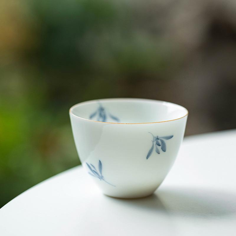 Pure hand-painted Phalaenopsis Ercai cover bowl retro underglaze color household ceramic Kung Fu tea set tea bowl teapot teacup