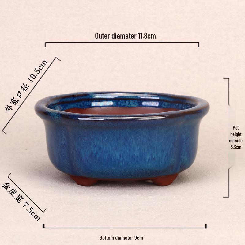 Purple Clay Glazed Succulent Flower Pot for Office Desktop