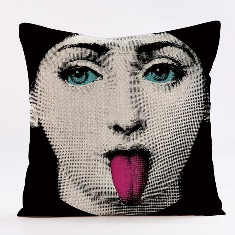 Abstract Scandinavisch gezichtspatroon kussenhoes met korte pluche print voor woonkamersofa decoratie kussenhoes 45x45cm