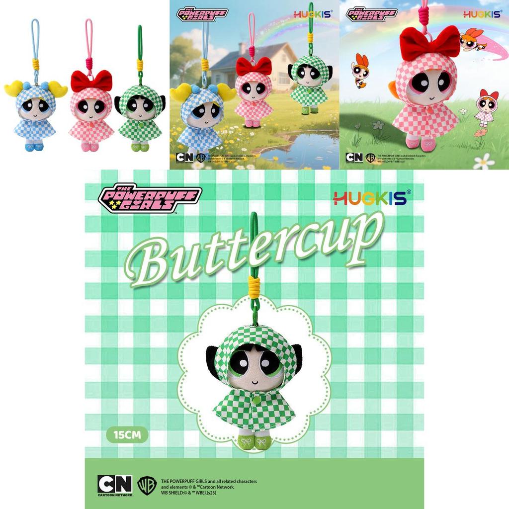 The Powerpuff Girls Plush Keychain With Checkerboard Pattern For Backpack Decor And Gifts