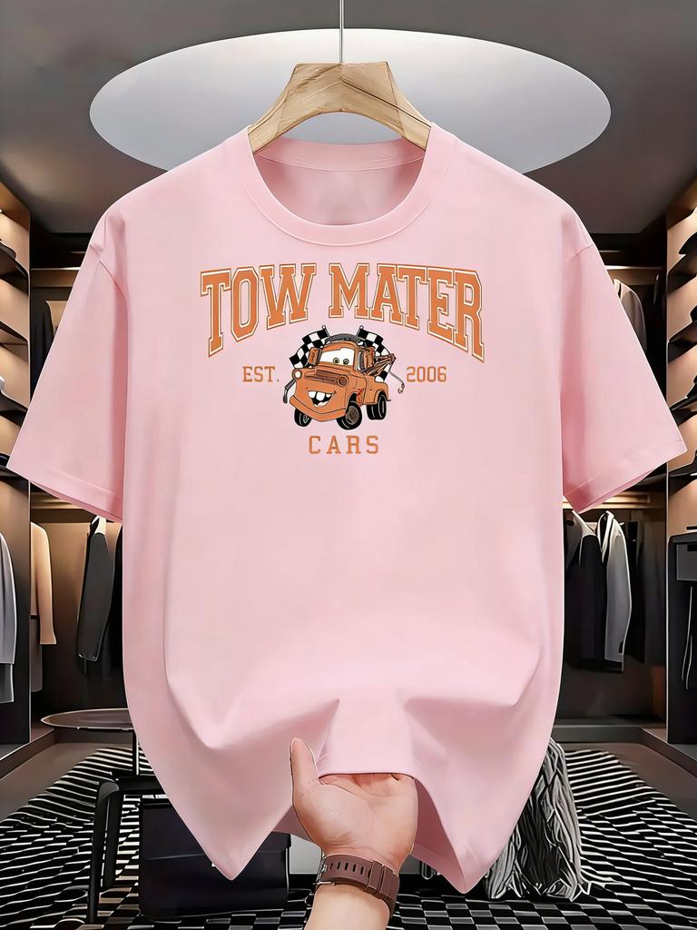 Oversized Disney Cars McQueen Printed Tshirt Men and Women Cotton 2026 Summer Parent Child Top Street Fashion Casual Trend