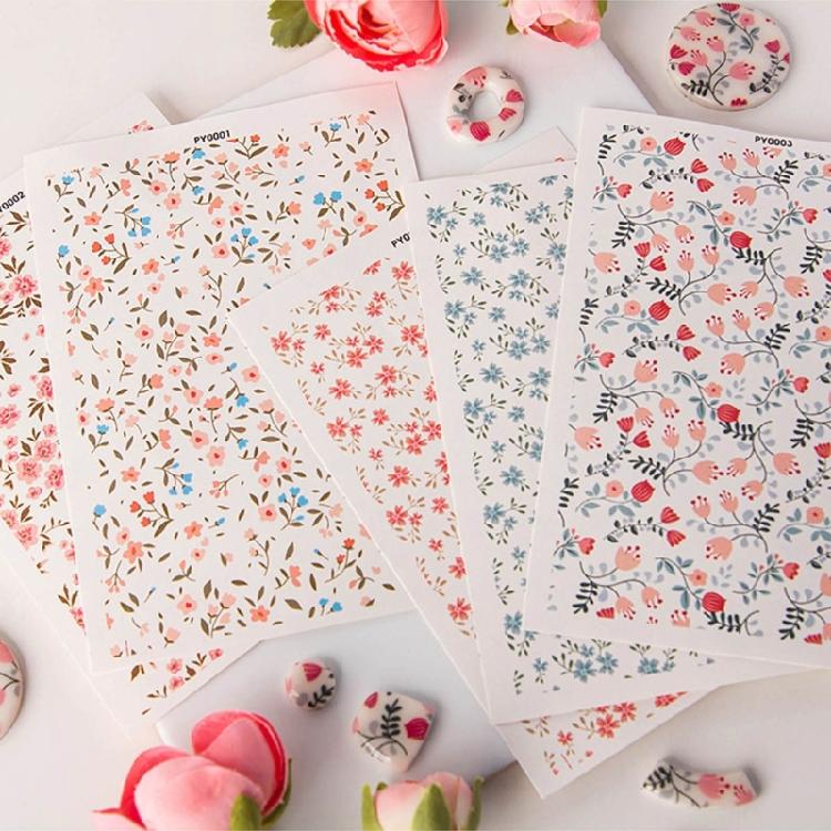 Floral Transfer Sheet for Clay Jewelry, Water Soluble Clay Transfer Paper