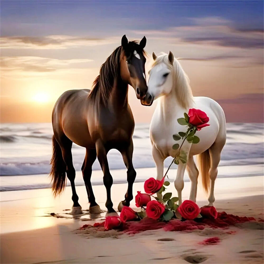 New Collection Diamond Mosaic Horse Sun Diamond Painting Full Round Drill Embroidery Animal Wall Decoration