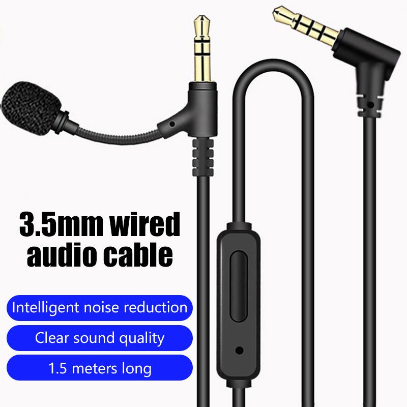 Digital Chip 3.5Mm With Microphone Audio Cable Head Mounted Headphones Adjust Volume Control Microphone Aux Audio Cable