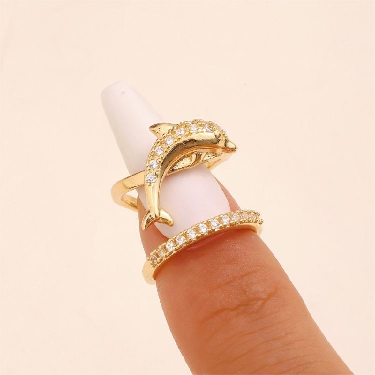 5Pieces Trendy Nail Opening Rings with Ocean Theme Nail Rings Stainless Steel Texture for Nail Accessories and Gifts
