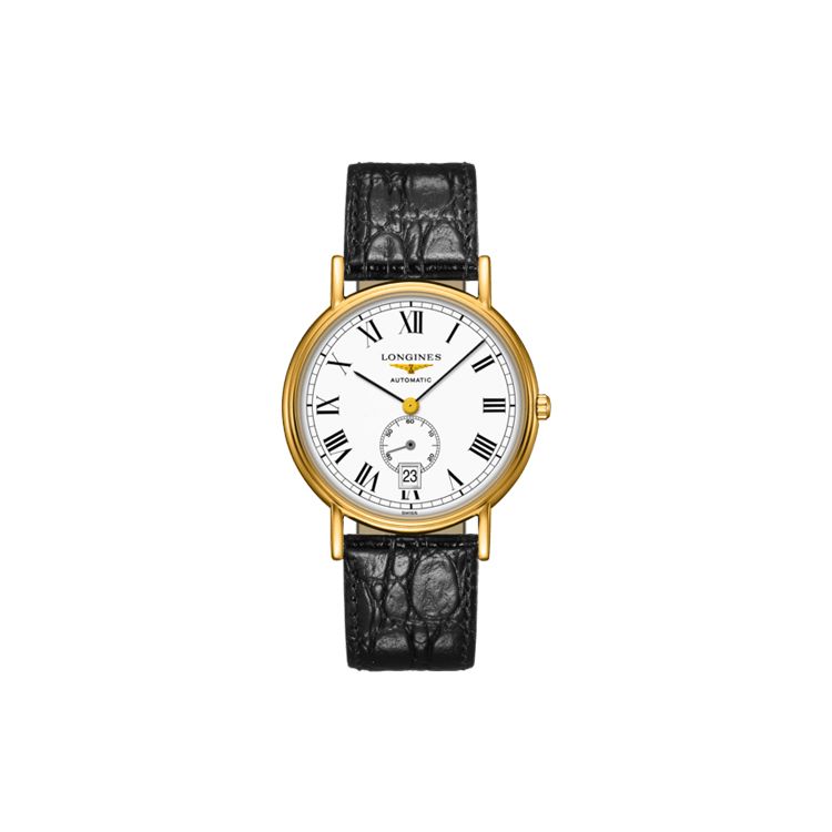 Montre Longines Série Fashion Mouvement Mécanique Étanche 30M Boîtier en Acier Inoxydable Cadran Blanc Bracelet en Cuir Montres Homme L4.805.2.11.2 White Dial