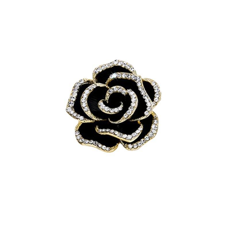 Camellia Flower Brooch, High-end Women's Exquisite Design, Black French Chest Flower, High-end Suit Pin Accessories