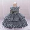 Robe de princesse en tulle à paillettes et nœud pour le premier anniversaire de bébé fille, pour banquet et baptême