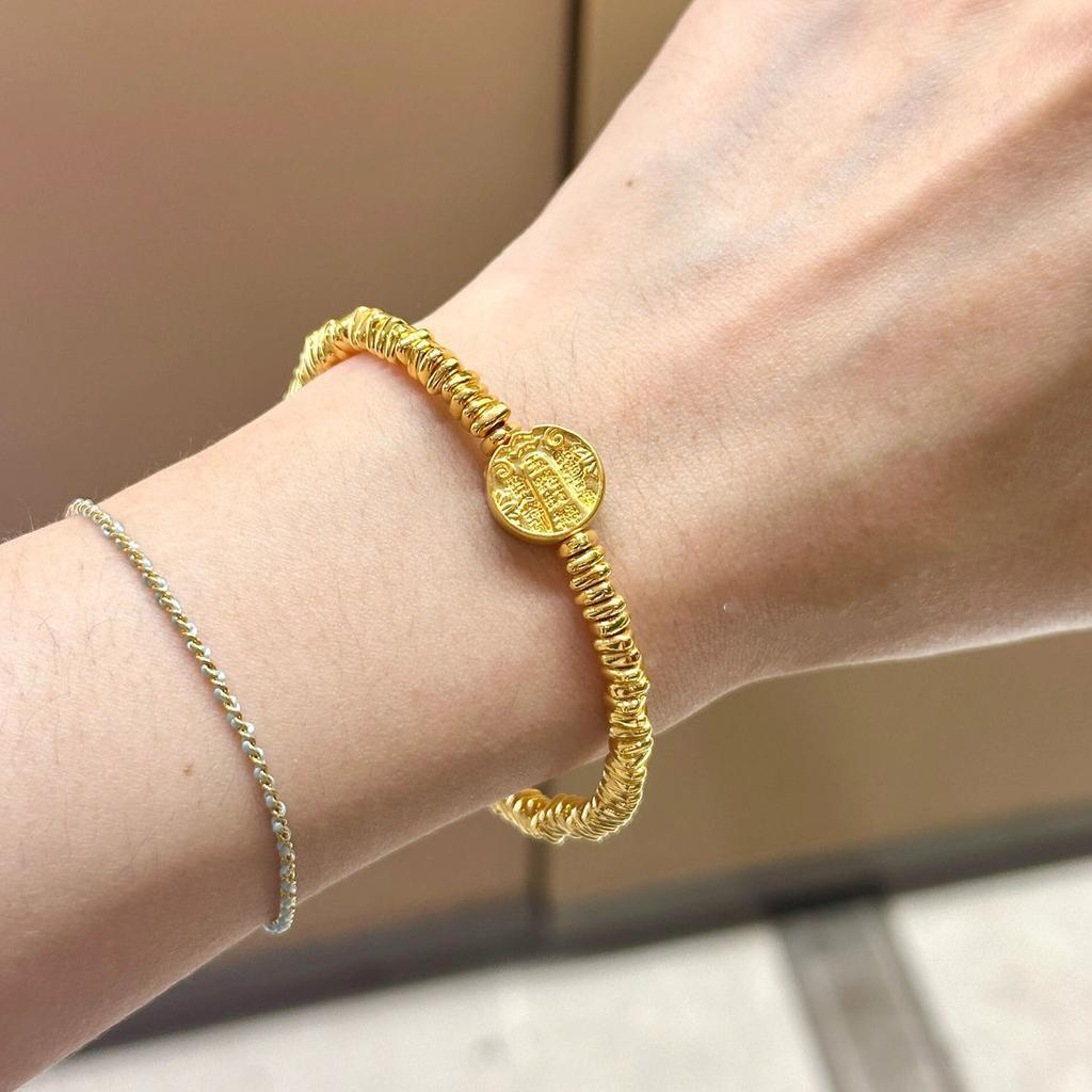 Ancient Gold Five-Way God Of Wealth Broken Gold Bracelet Women'S High-End Light Luxury Retro Entangled Bracelet