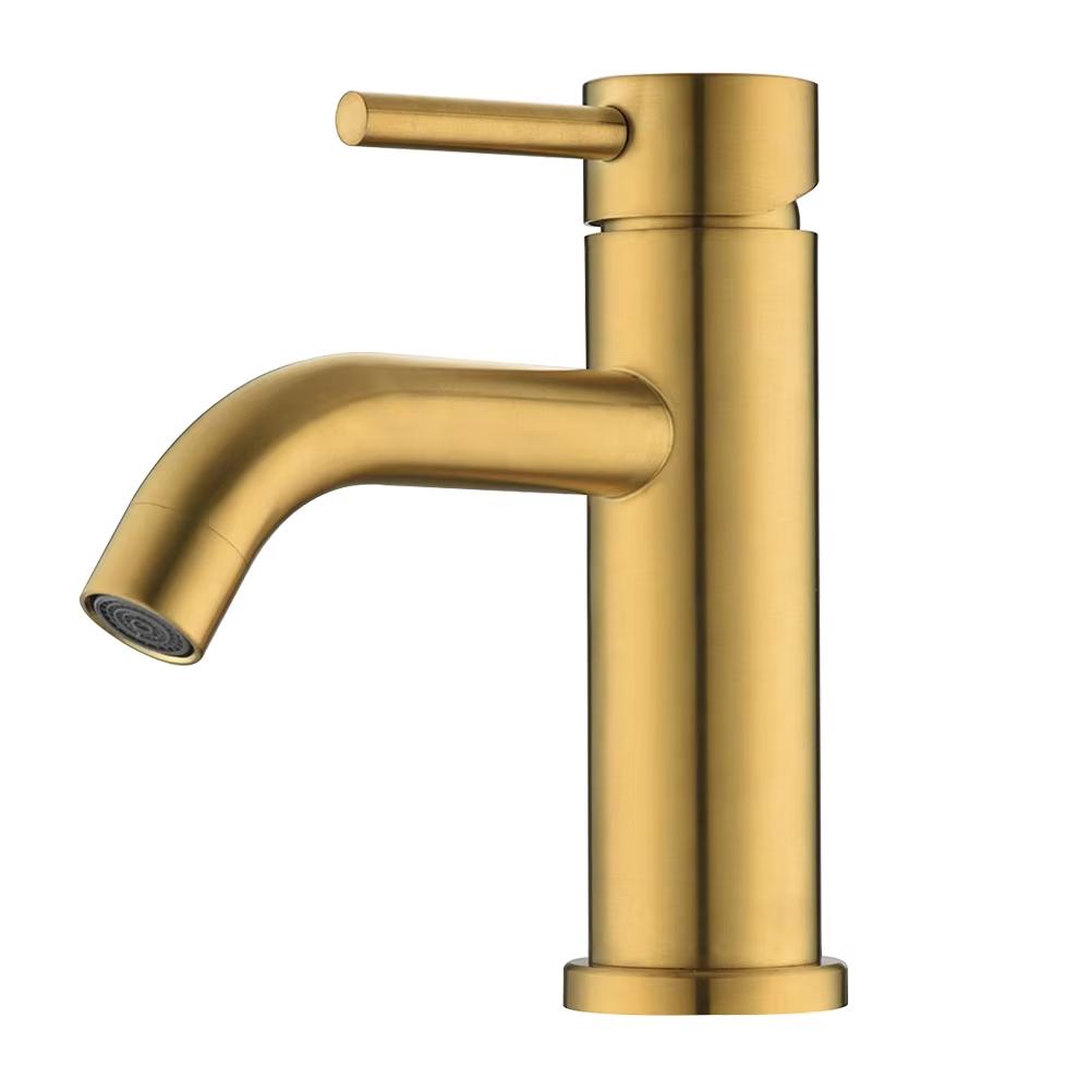 

Bathroom Faucet Stainl Bathroom Basin Faucet Cold And Hot Water Mixer Sink Tap Single Handle Deck Mounted Brushed Gold Tap Bronze