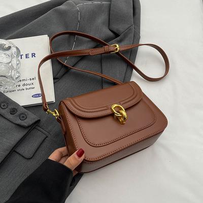 High Quality Ladies Crossbody Bag  New Retro Unique Lock Design Compartment PU Underarm Bag Fashion Elegant Shoulder Bags