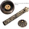 Incense Tower Holder,Portable Bronze Dragon Phoenix Relief Retro Nostalgia Vertical Stick Incense Holder With Craft Storage Box Ash Catcher Sticks