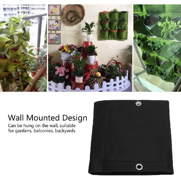 Vertical Garden Wall Hanging Planter with 3 Pockets 5Pcs Plant Growing Bags Wall Mounted Degradable 3Pockets Planter Garden Accessory Wall Mounted
