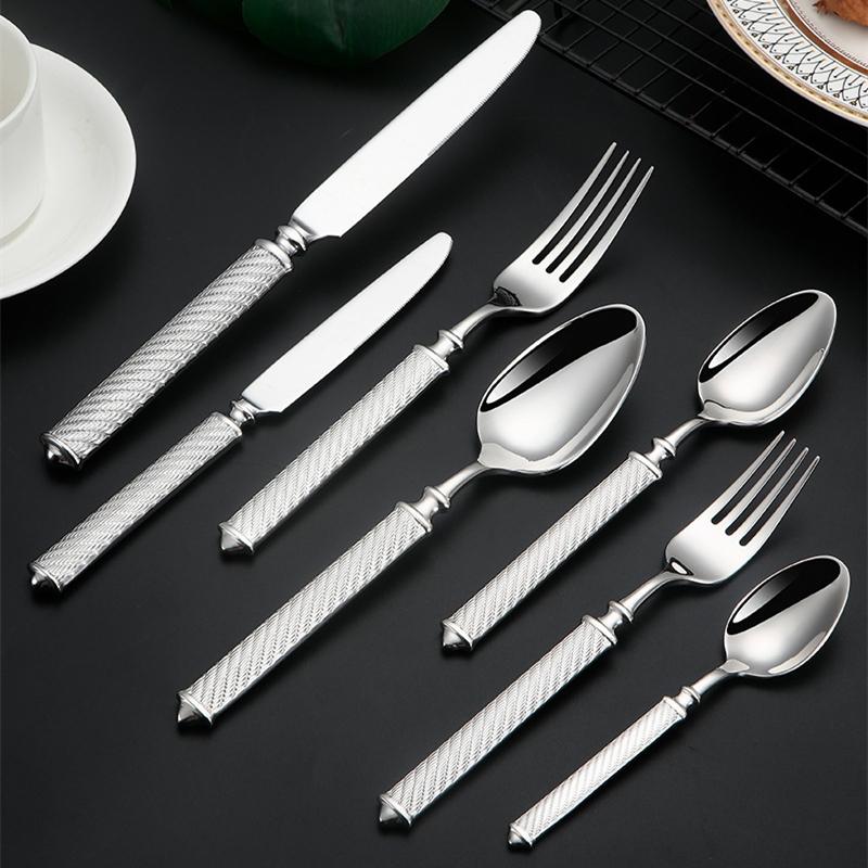 High Value 304 Stainless Steel Cutlery Set Hemp Rope Hotel Tablware Wedding Gift Luxury Knifves Forks Spoons Dinner Items