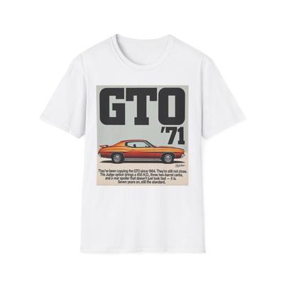 Classic Muscle Car GTO ‘71 Vintage Ad Style Graphic Shirt Retro Performance Tee