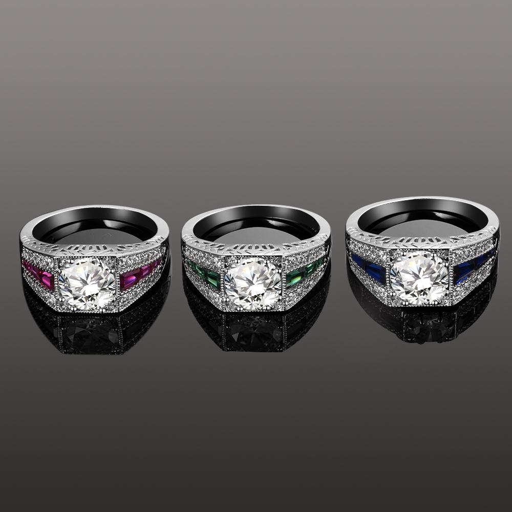 Fashion Blue Spinel Rings For Women CopperColor Ring With Zircon Stones Wedding Engagement Gift Fine Jewelry Party Birthday