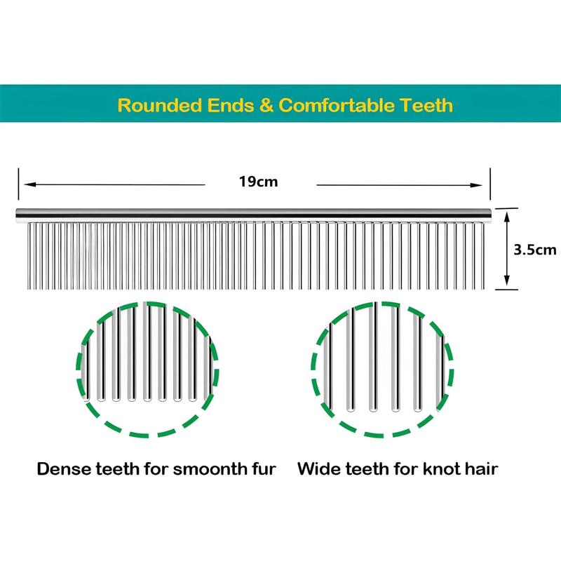 Pet Grooming Comb Stainless Steel Dogs Comb Cat Hair Removal Comb Pet Fur Knot Cutter Double Toothed Comb Pet Detangling Tool