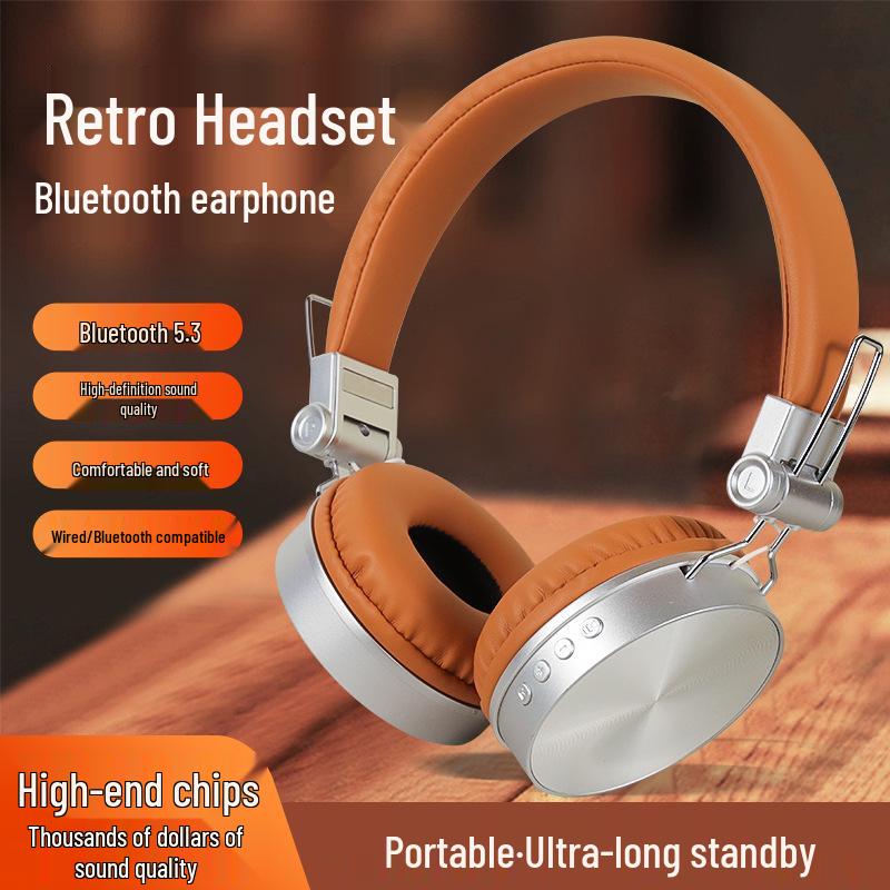 Retro-Inspired Foldable Bluetooth Headphones with HIFI Sound, Heavy Bass & Noise-Cancelling