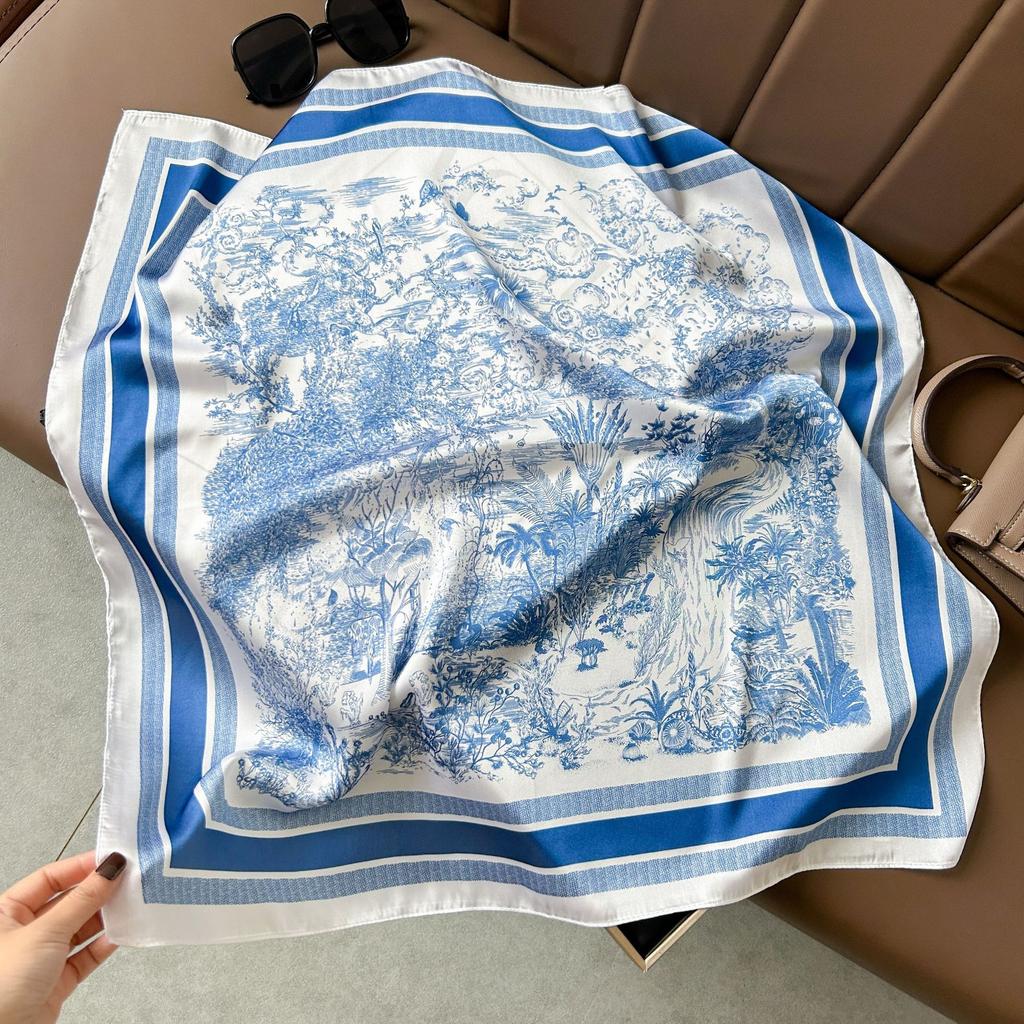 70*70cm New Literary Fashionable Bandana Simulation Silk Temperament Square Scarves Women Spring/Summer Soft Satin Scarf
