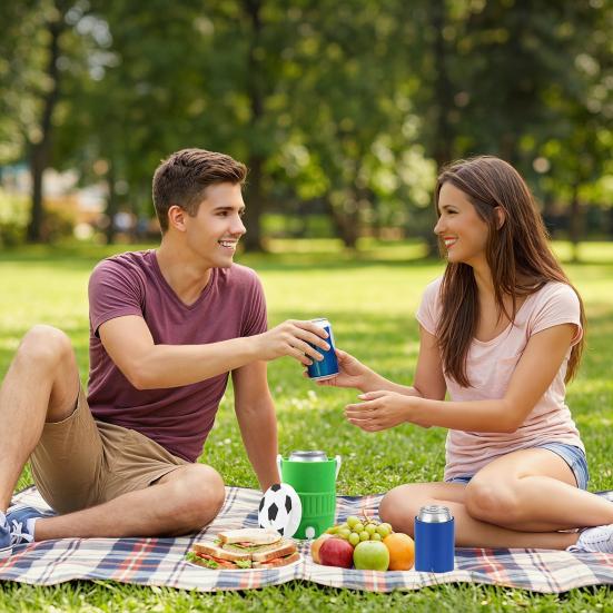 Cubo Enfriador de Bebidas Deportivo para Latas de 12 oz, Mini Soporte para Latas de Cerveza para Fiesta en la Playa, Contenedor de Hielo para Fiestas de Arranque de Fútbol Baloncesto