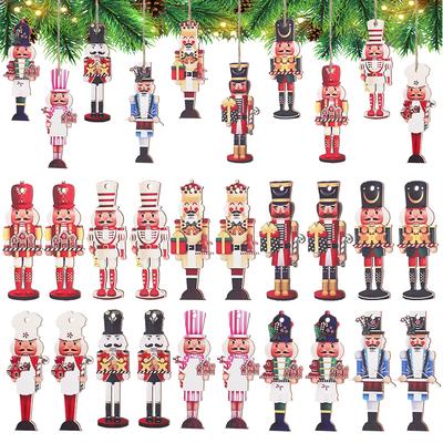20Pcs Christmas Wooden Nutcracker Soldier Xmas Tree Hanging Ornaments 2025 Christmas Party Home Decoration 2026 New Year Gifts
