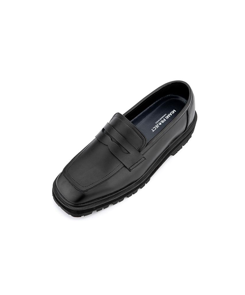 Miamiproject 2191 Getafe Cowhide Square-Toe Penny Loafers Vantablack