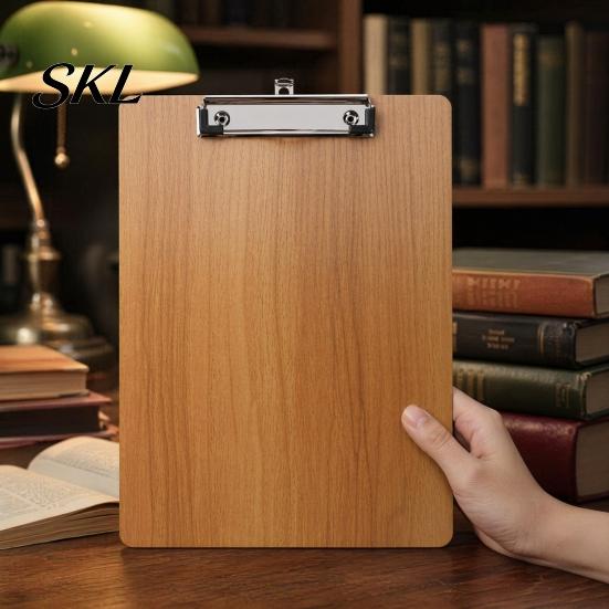 Stable Drawing Surface Wooden Clipboard with Metal Clip, A4 Letter Size Rounded Edge Board, Wood Grain Thicken Hardboard for Office, School Art Supply