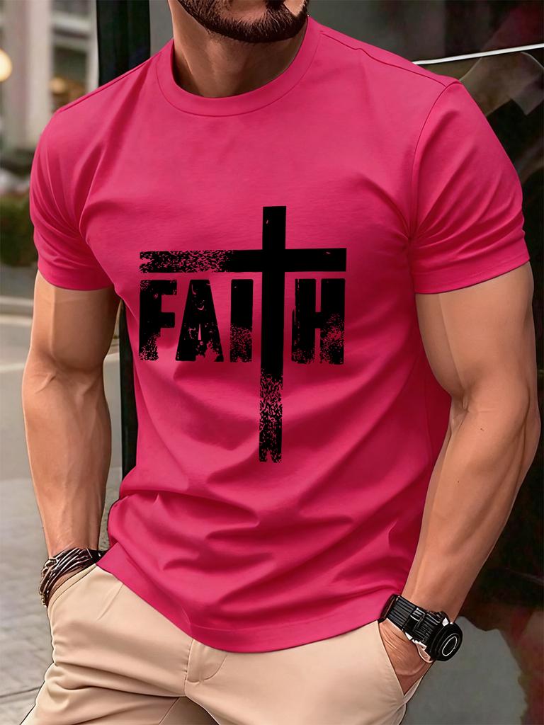 Faith The Cross Printed Cotton TShirts Mens Summer Short Sleeve Comfortable T Shirt Soft Oversized ONeck Tops Basic Clothes