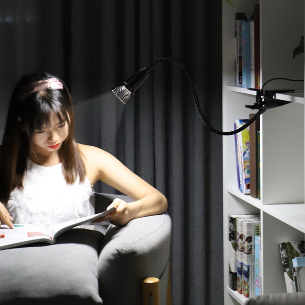 LED Reading Light E27 Clamp Lamp Base EU Plug Flexible Gooseneck Hanging Light Socket Holder with Switch Indoor Lighting Fixture