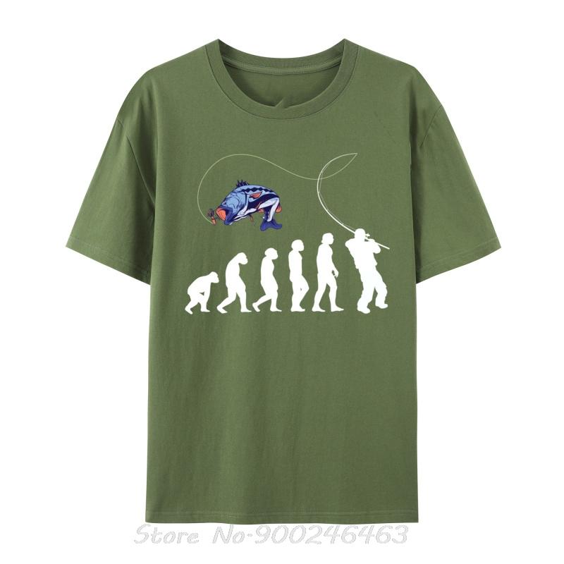 Fishing Rod Fishing Pole Evolution Fly Fishing Print Top T-Shirts Family Cotton Men's Clothing Oversized Unisex Tees Streetwear