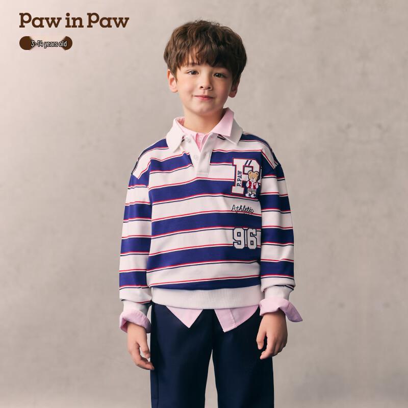 PawinPaw Boys Cartoon Bear Colorblock Polo Sweatshirt 160