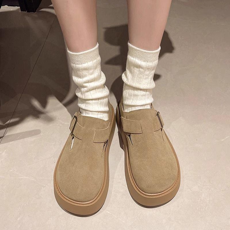 Platform Women's Shoes New Spring and Autumn Season One-pedal Lazy Shoes Height Increase Versatile Single Shoes