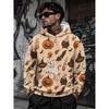 Men Halloween Hoodie Pumpkin Skull Ghost Bat Graveyard Castle Tombstone Moon Pattern Pullover Spooky Party Casual Sweatshirt