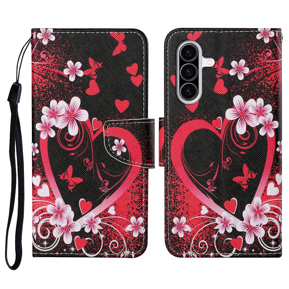 For Samsung Galaxy A37 5G Case Pattern Printing Protective Leather Folio Phone Cover with Wrist Strap