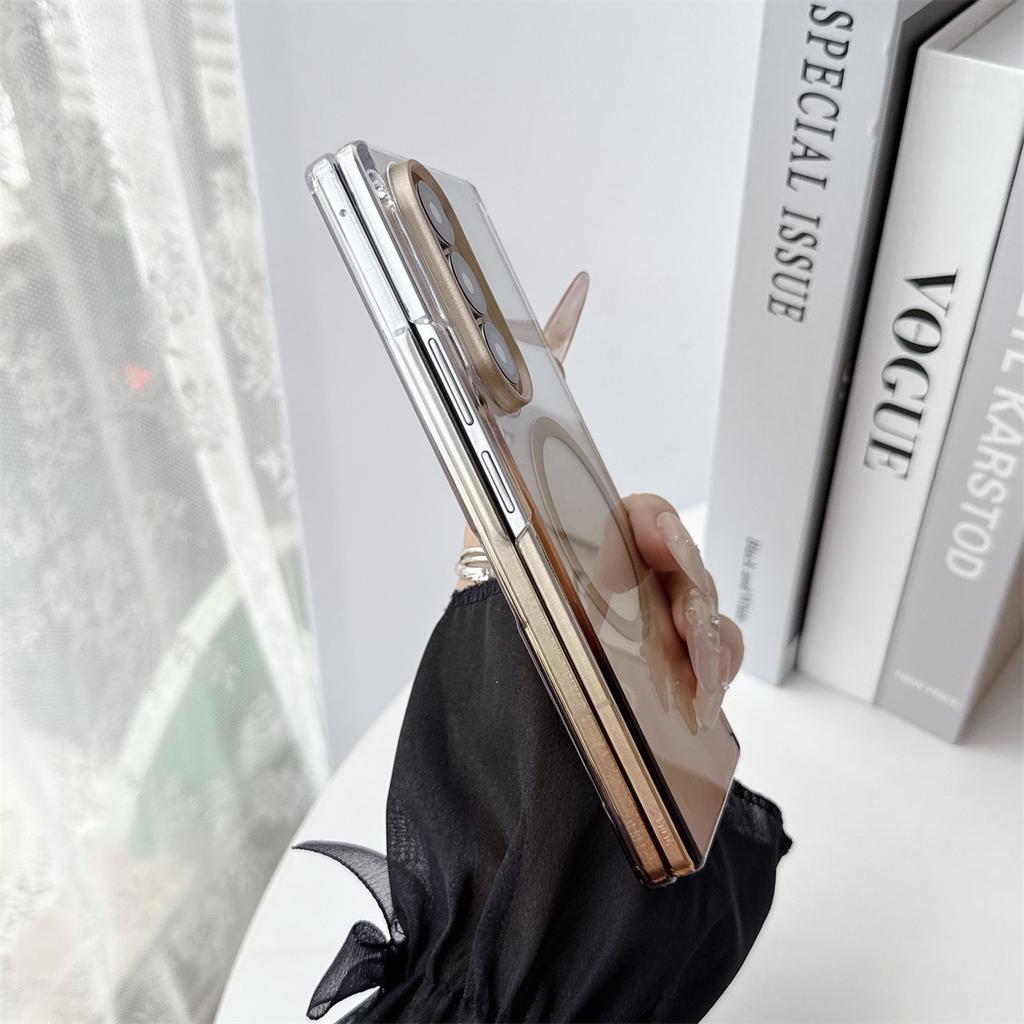For Samsung Galaxy Z Fold 5 6 7 8 Fold8 WIDE for Magsafe Phone Case Clear Hinge Shockproof Magnetic Wireless Charging Cover