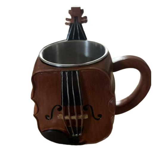 Musical Instrument Coffee Mug Ornament Guitar Piano Violin Drum Saxophone Electric Guitar Resin Mug Novelty Music Cup Gifts for Music Lovers Men Women