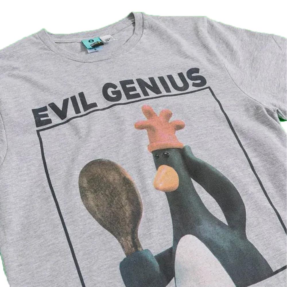 Wallace and Gromit Unisex Adult Evil Genius Feathers McGraw T-Shirt