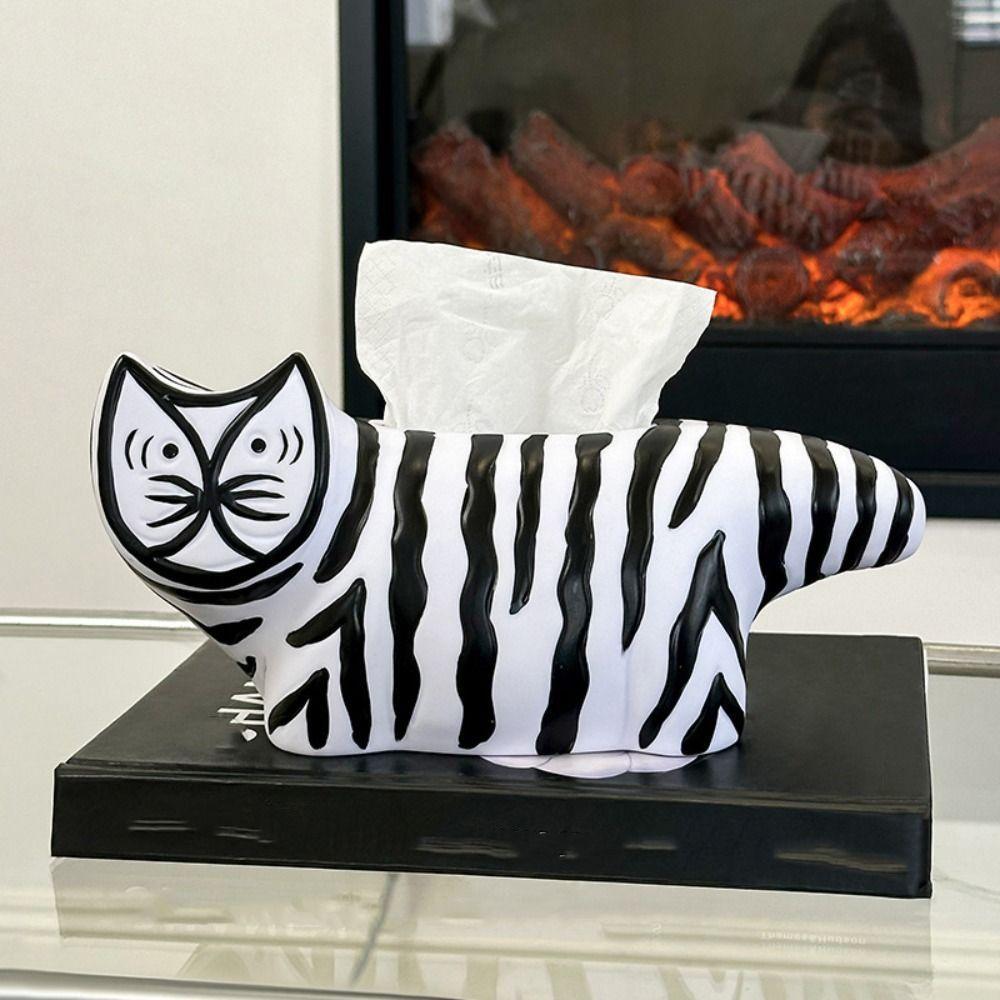 

Cartoon Tissue Box Cute Paper Box Desktop Decoration Cat Ornament Restaurant Cat
