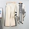 Women's Autumn Casual Three-Piece Set: Knitted Cardigan, Shawl Cape, Wide-Leg Pants