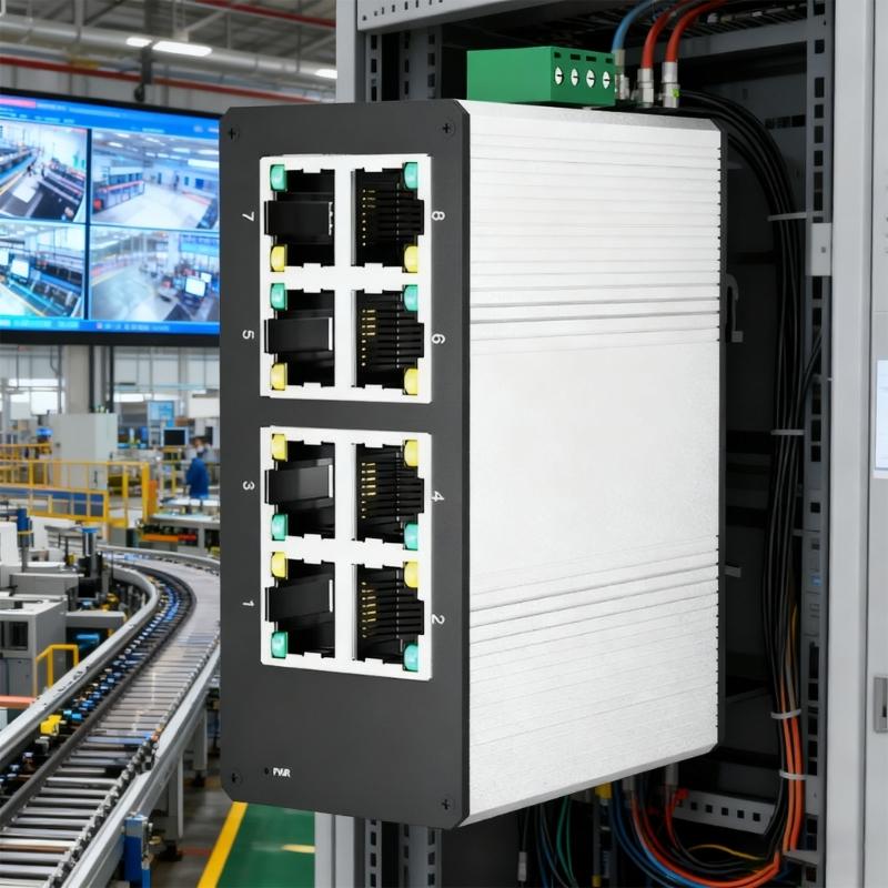 Industrial Mini 8 Port Gigabit Ethernet Switches Aluminum Shell Din Rail Mount PoE Switches For Tight Space
