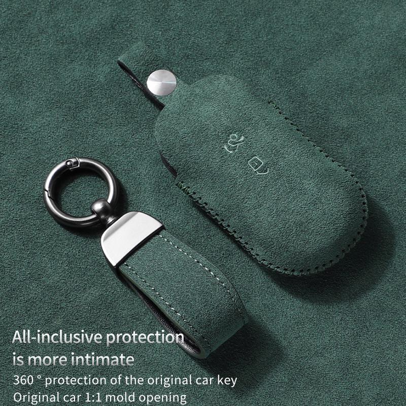 Suede Leather Car Key Case Cover for Mercedes-Benz C S GLC EQE EQS Class W223 X254 V297 V295 W206 S206 X206 key Fob Shell Case