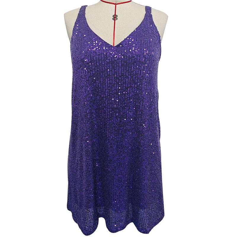 European & American V-neck Sequin Sling Dress for Women - Sexy Nightclub Style